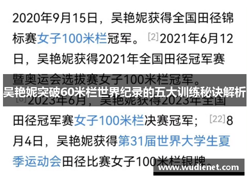 吴艳妮突破60米栏世界纪录的五大训练秘诀解析
