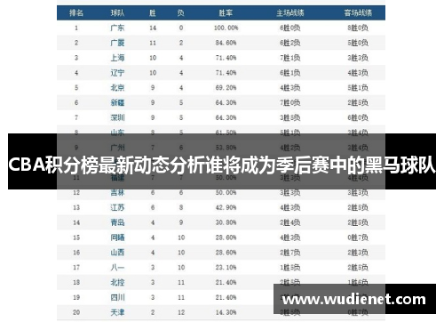 CBA积分榜最新动态分析谁将成为季后赛中的黑马球队